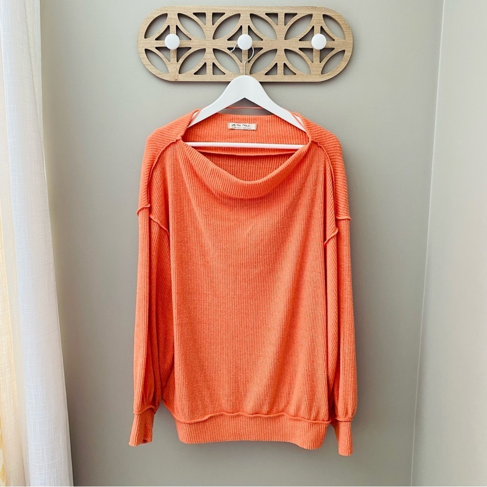 Free People Main Squeeze Hacci Top Orange Sz Small